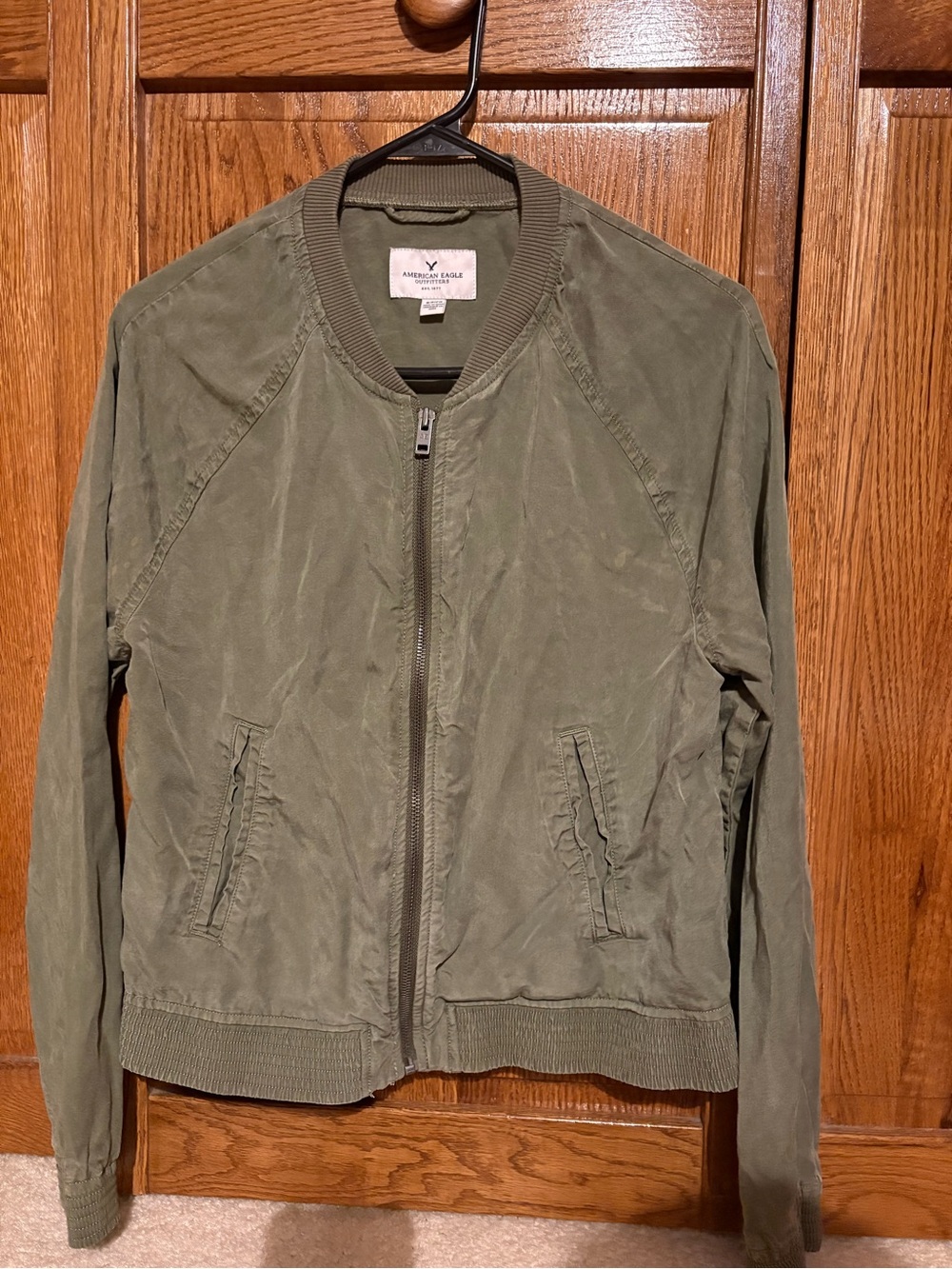 American Eagle Outfitters Olive Green Bomber Jacket